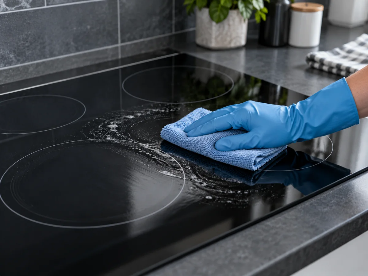 How to Clean a Glass or Ceramic Cooktop Without Scratching It — illustrative scene
