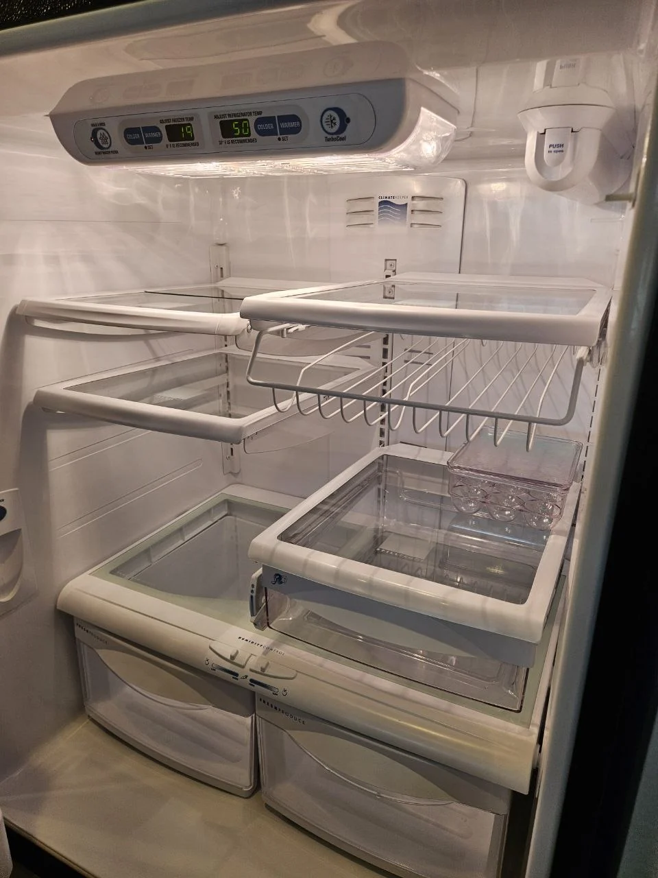 Refrigerator interior after cleaning